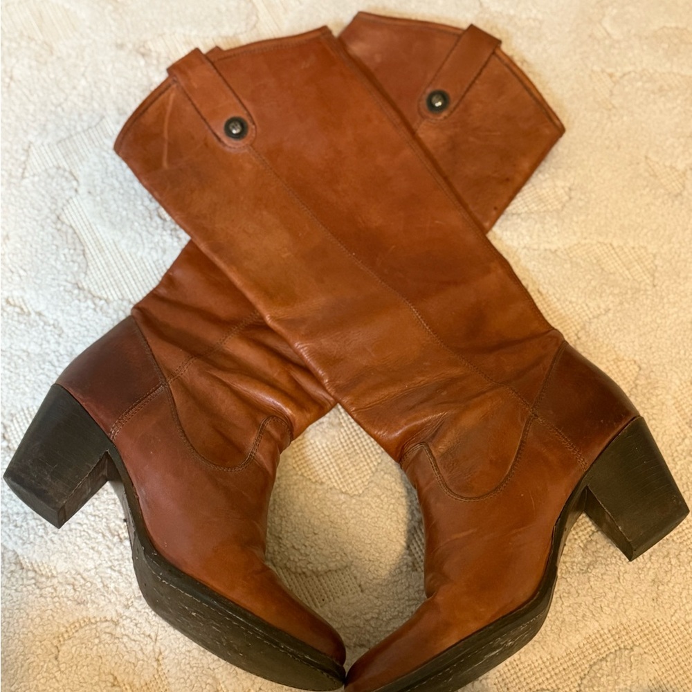 Frye Melissa Button Leather Riding Boot. - Picture 2 of 6